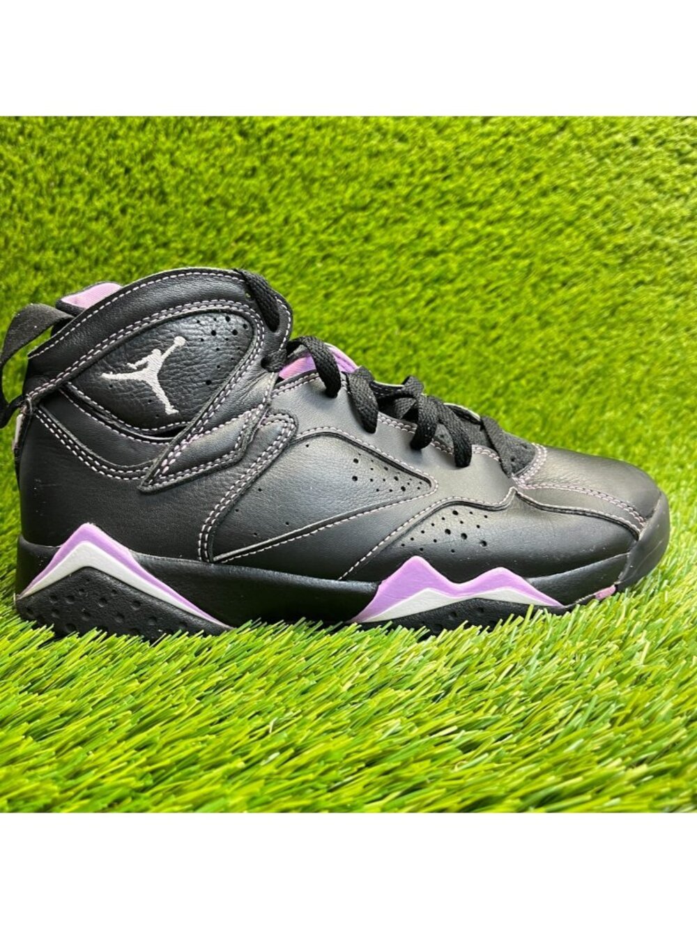 Nike Air Jordan 7 Retro Girls Size 6Y Black Pink Basketball Shoes Sneakers